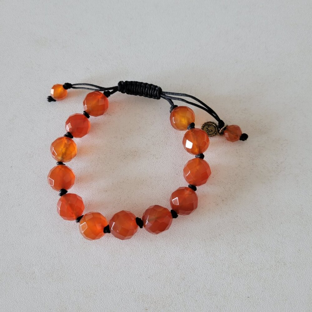 Sara Blaine Orange Beaded Bracelet Adjustable with Pouch - Picture 3 of 9